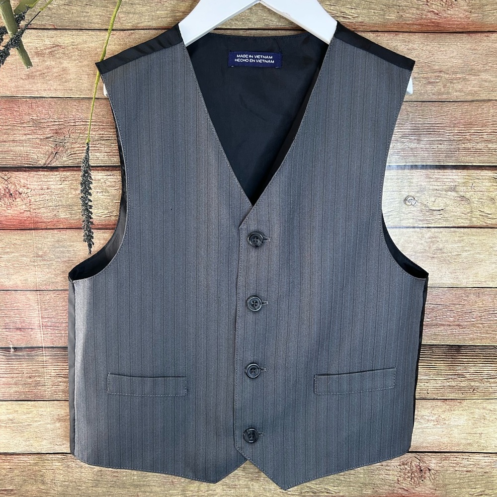 Tuxedo Vest Little Boys Grey Pinstripe Black Little Boys Size 6